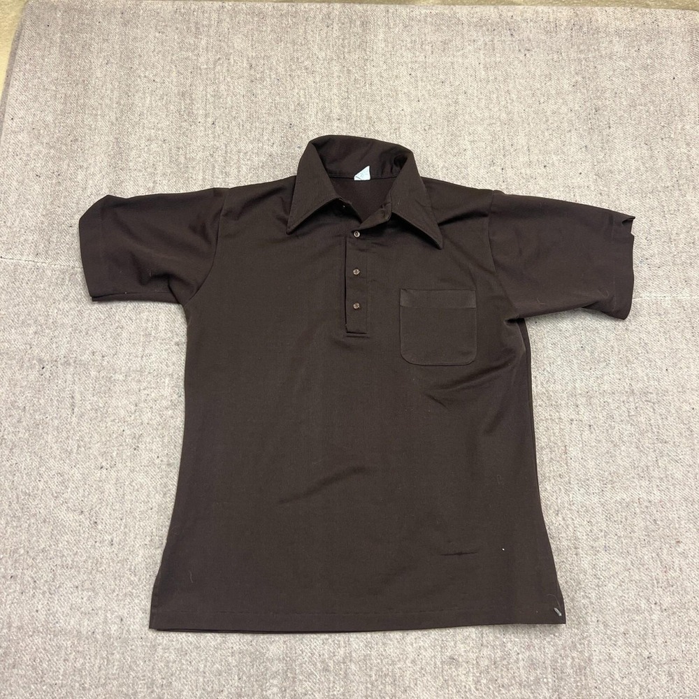 Vintage Hilton Bowling‎ Shirt Mens Large Brown 1970s Polo Jander's Butter